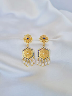 Blue Zircon Magnolia Small Earrings