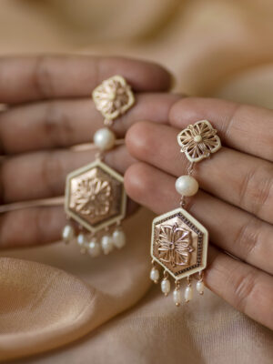 Brown Zircon Magnolia Long Earrings