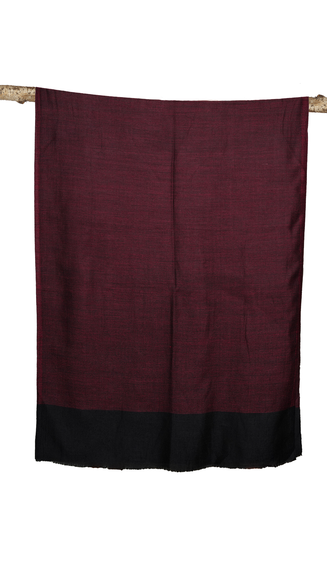Crimson Echo Fine Cashmere Wool Stole in Deep Maroon & Black by Veaves - Image 4