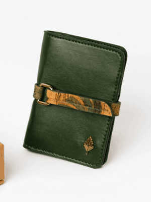 Green Hermitage NEITH Cactus Leather Card Holder with Loop closure with snap button | Credit & Debit Card Holder | Upto 6 Cards (Blue & Gingerbread)
