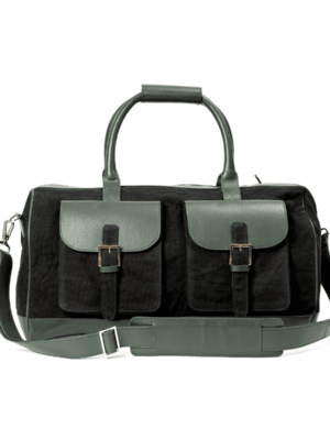 Ajax Vegan Leather Duffle Bag - Black & Green