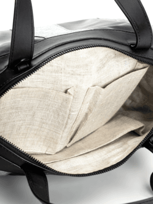 Green Hermitage CHLORIS Duffle Bags Apple Leather & Coconut Leather Zip closure|2 small multipurpose inner pockets, 1 inner medium multipurpose pocket (Black & Dark Grey)