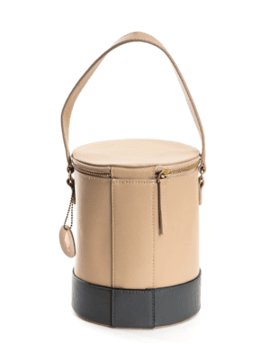 Green Hermitage HEMERA Bucket Bags Apple Leather Zip closure|1 small multipurpose inner pocket (Almond & Grey)