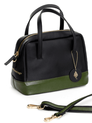 Green Hermitage VANADEY Crossbody Bags Cactus Leather Zip closure|1 small multipurpose inner pocket,1 wallet pocket,Adjustable shoulder strap (Black & Green)