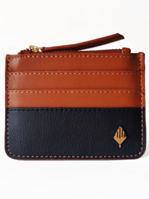 Green Hermitage IRIS Apple Leather Card Holder with Zipper | Credit & Debit Card Holder | Upto 6 Cards (Gingerbread & Black)