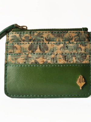 Green Hermitage IRIS Catus Leather Card Holder with Zipper | Credit & Debit Card Holder | Upto 6 Cards (Green)