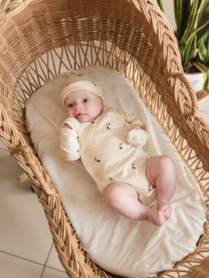 Red Olea Organic Full Sleeve Kimono Bodysuit 0 to 1 Year