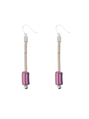 Verbena - Ceramic Lilac earring in silver and white