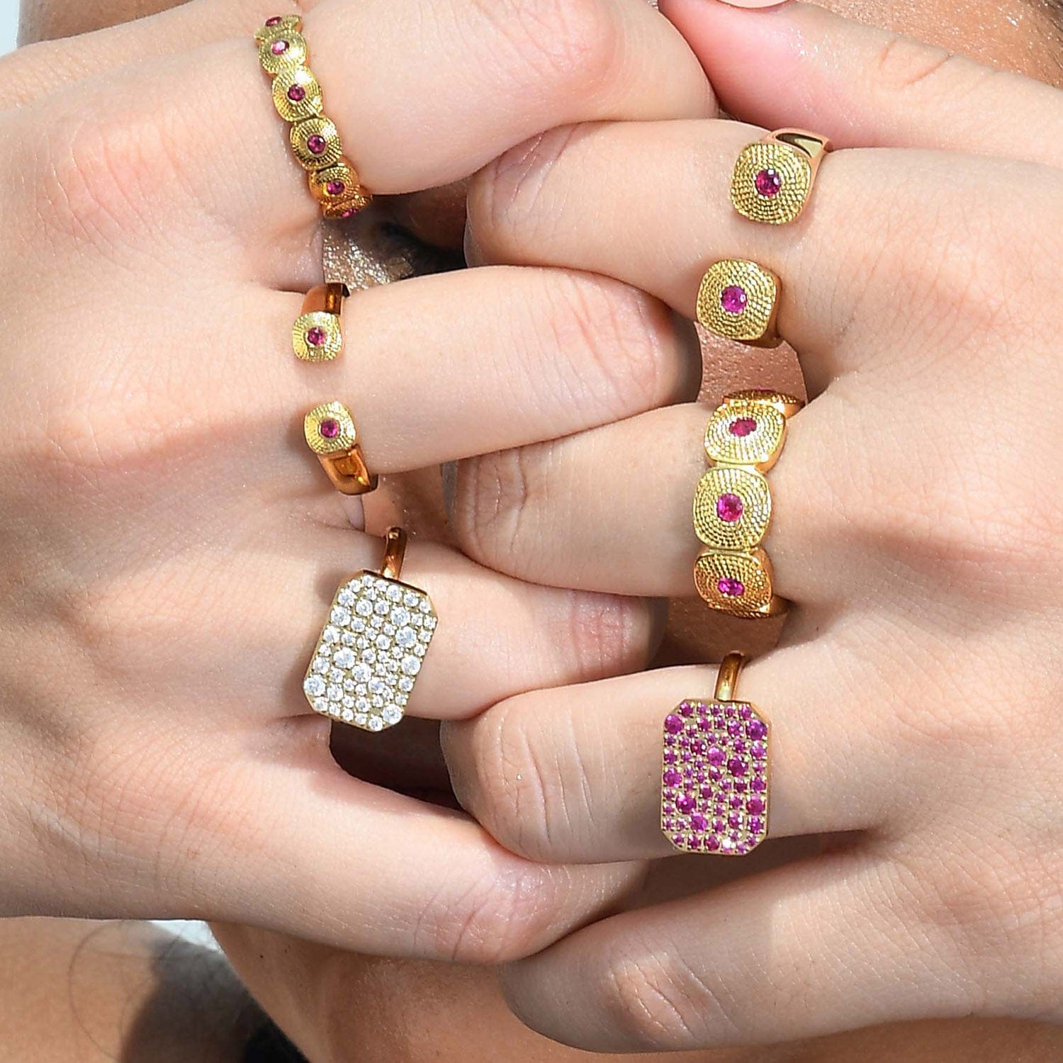 Crystal Bullion Finery Ring in 22KT Gold Plated Brass | Elegant Crystal Statement Ring for Women - Image 3