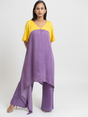 Purple Yellow Kurta Set
