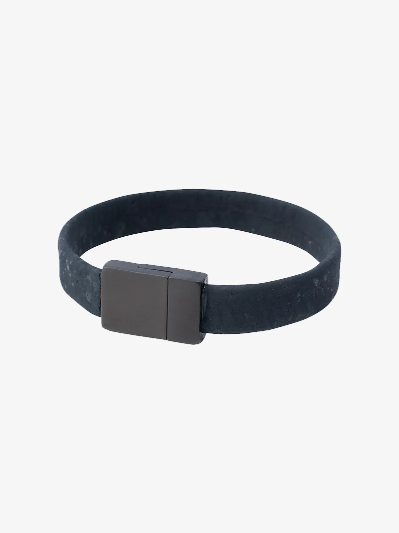 Classic Gun Metal Cork Wrist Band - Image 2