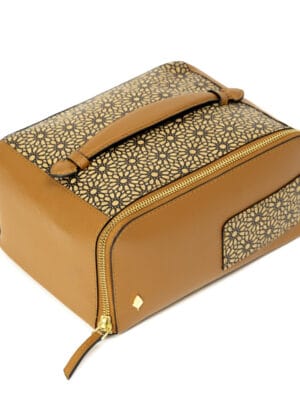 Green Hermitage Utility Kit Corporate Gift Plant Leather & Cork Printing | Handle and a Zip Closure (Tan Matt)