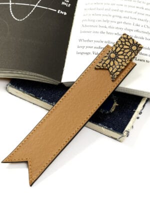 Green Hermitage Book Mark Corporate Gift Plant Leather & Printed Cork (Gingerbread)