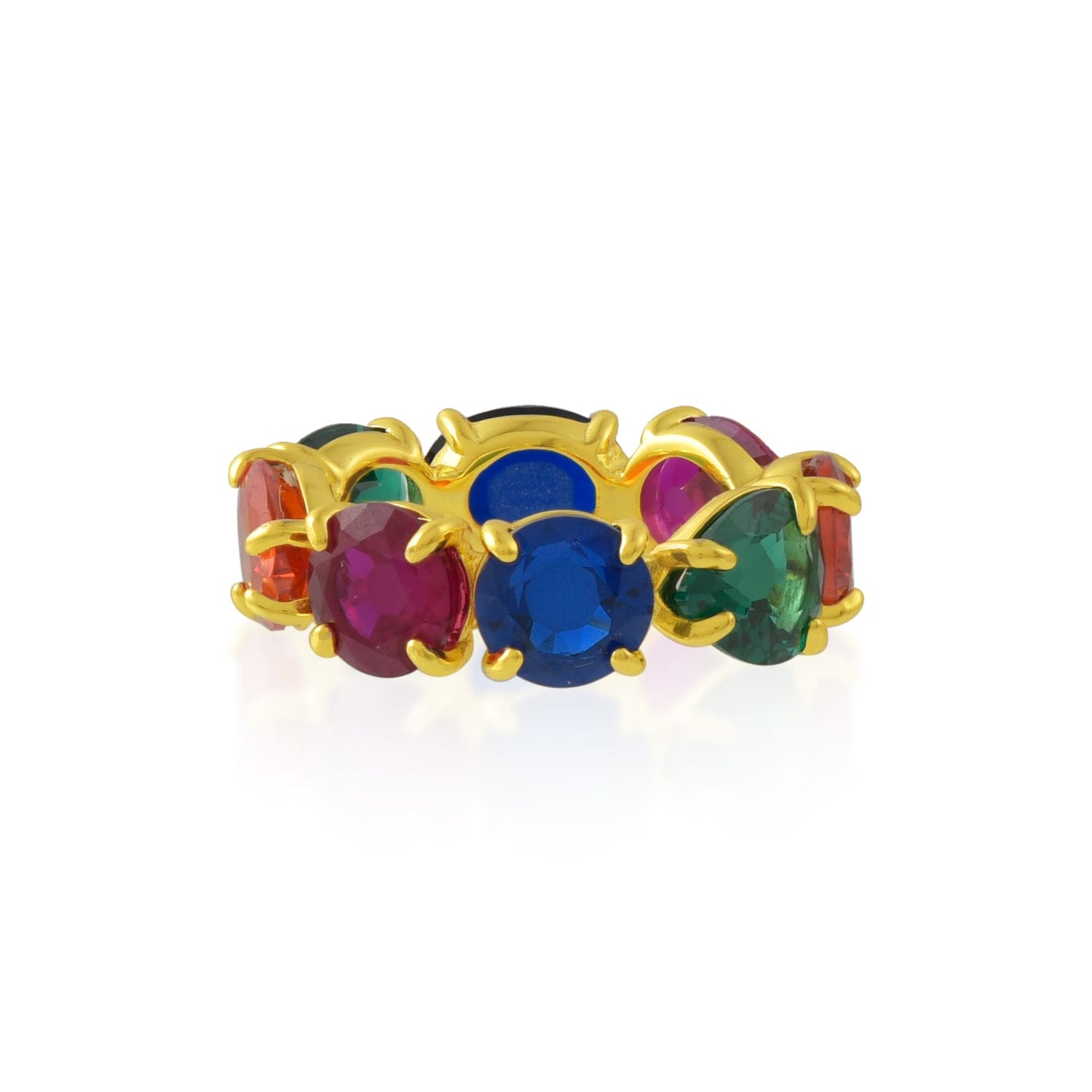 Multihued Crescendo Rainbow Eternity Ring in 22KT Gold Plated Brass | Colorful Luxury Band for Women - Image 4
