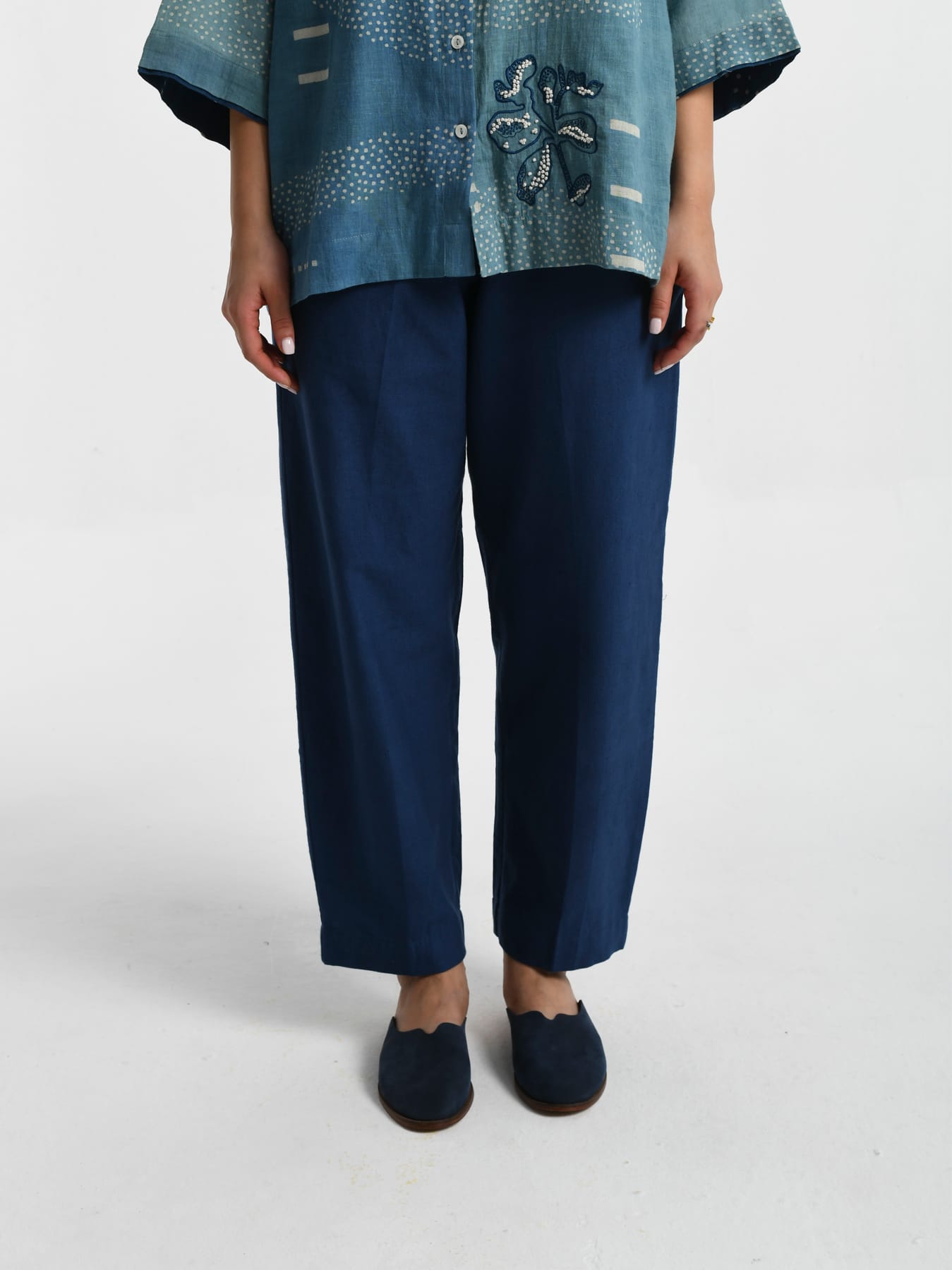 INDIGO BARREL PANT