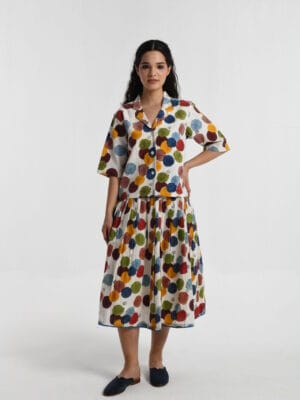 VOID POLKA PLEATED SKIRT