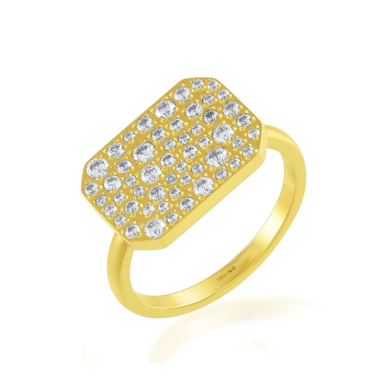 Crystal Bullion Finery Ring in 22KT Gold Plated Brass | Elegant Crystal Statement Ring for Women - Image 2