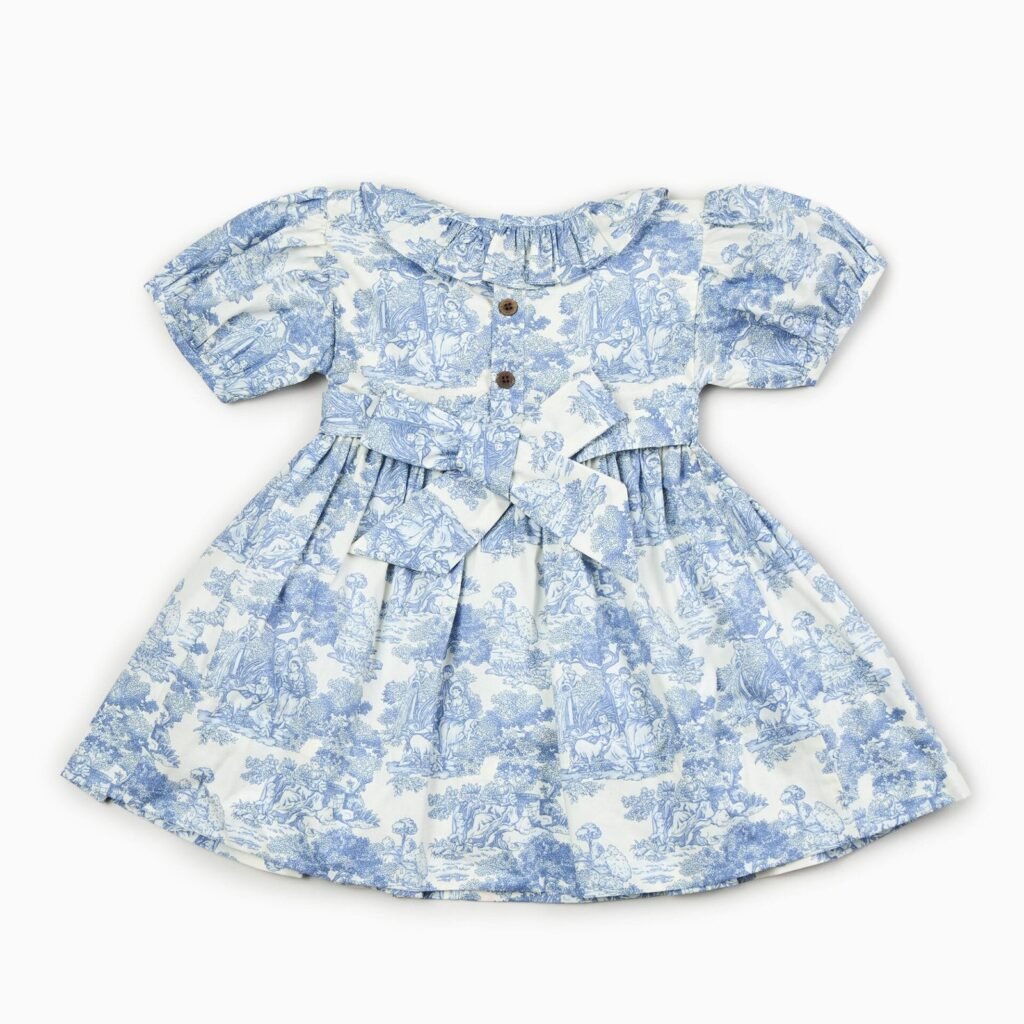 Country Toile Dress in Blue