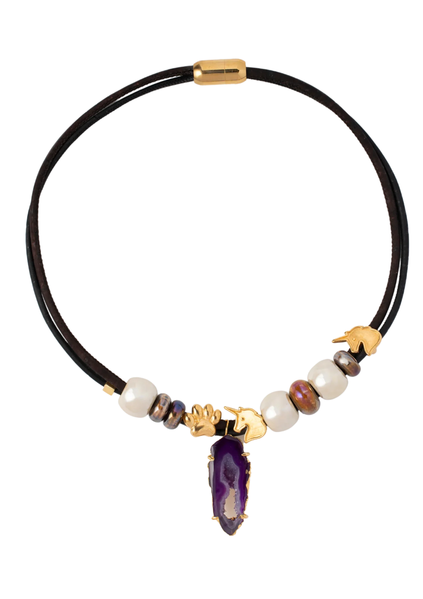 Forest Ceramic Necklace with 18K Go