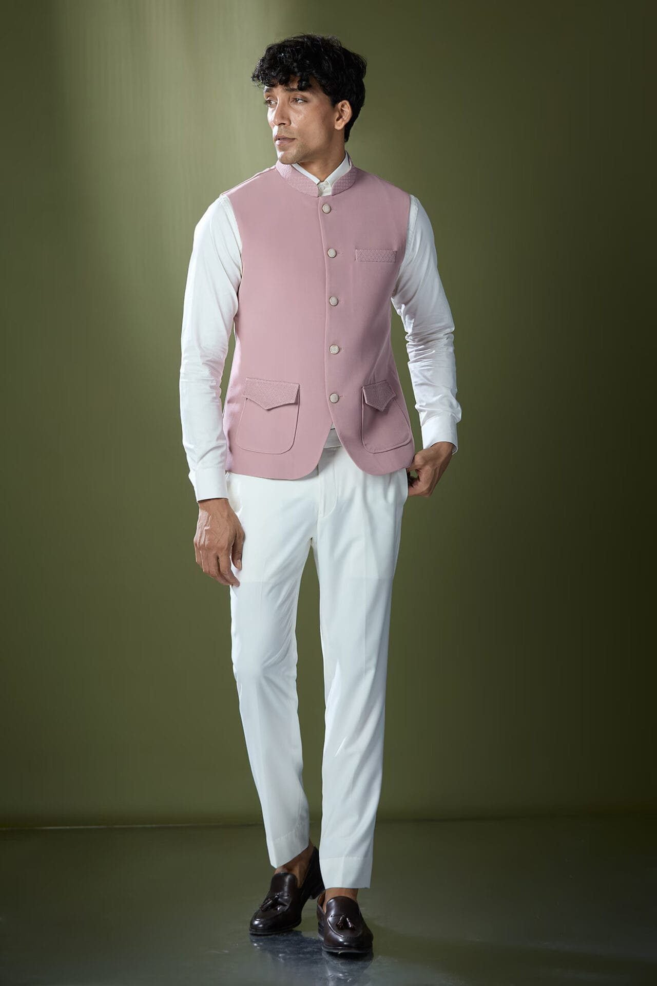 Dusty Pink Stitch Jacket-Shirt-Pant