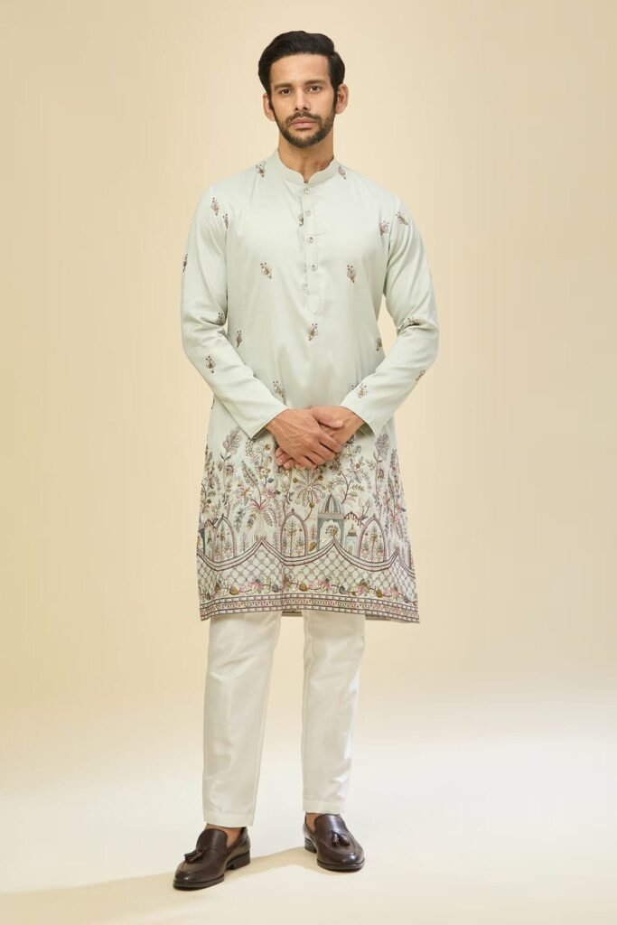 Sky Blue Embroidered Kurta Set