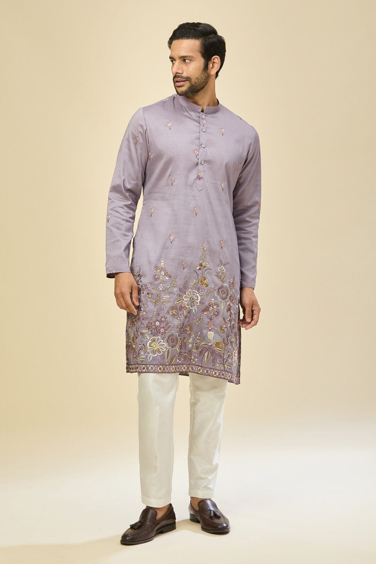 Purple Embroidered Kurta Set