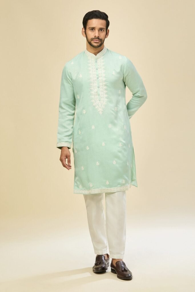 Mint Blue Embroidered Kurta Set