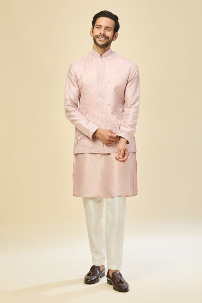 Baby Pink Embroidered Kurta-Jacket