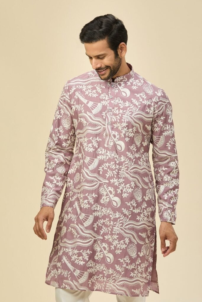 Mauve Pink Embroidered Kurta Set