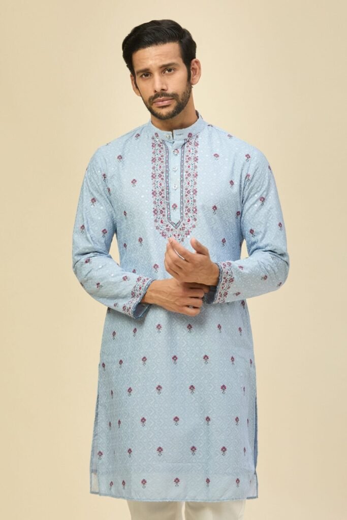 Powder Blue Printed Kurta Set