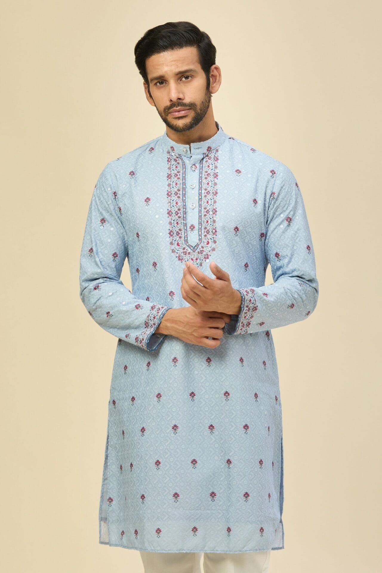 Powder Blue Printed Kurta Set