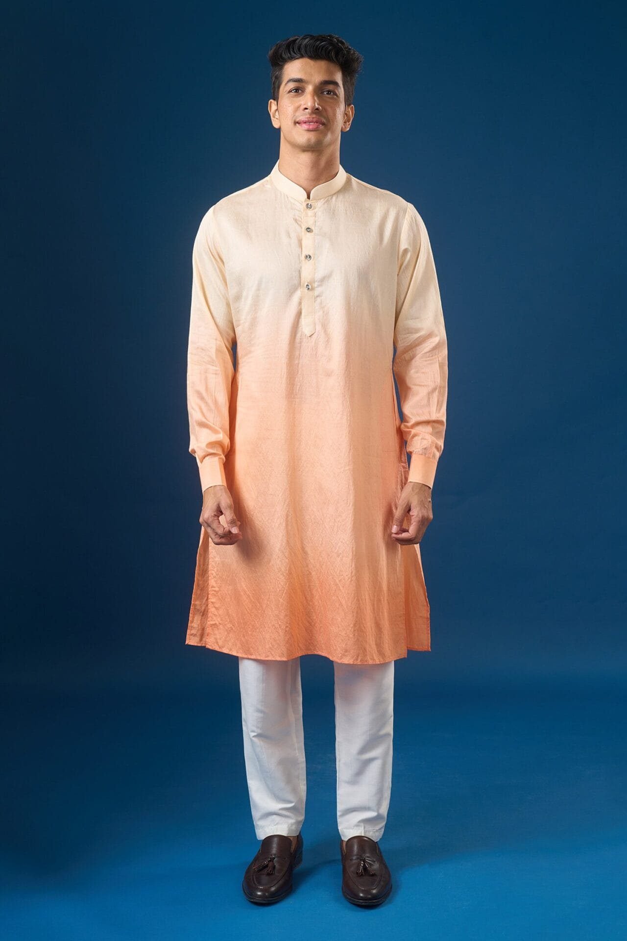 Peach Ombre Kurta-Bundi Set