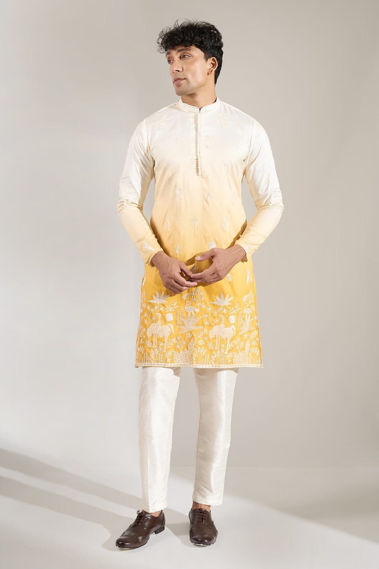 Yellow Ombre Kurta Set