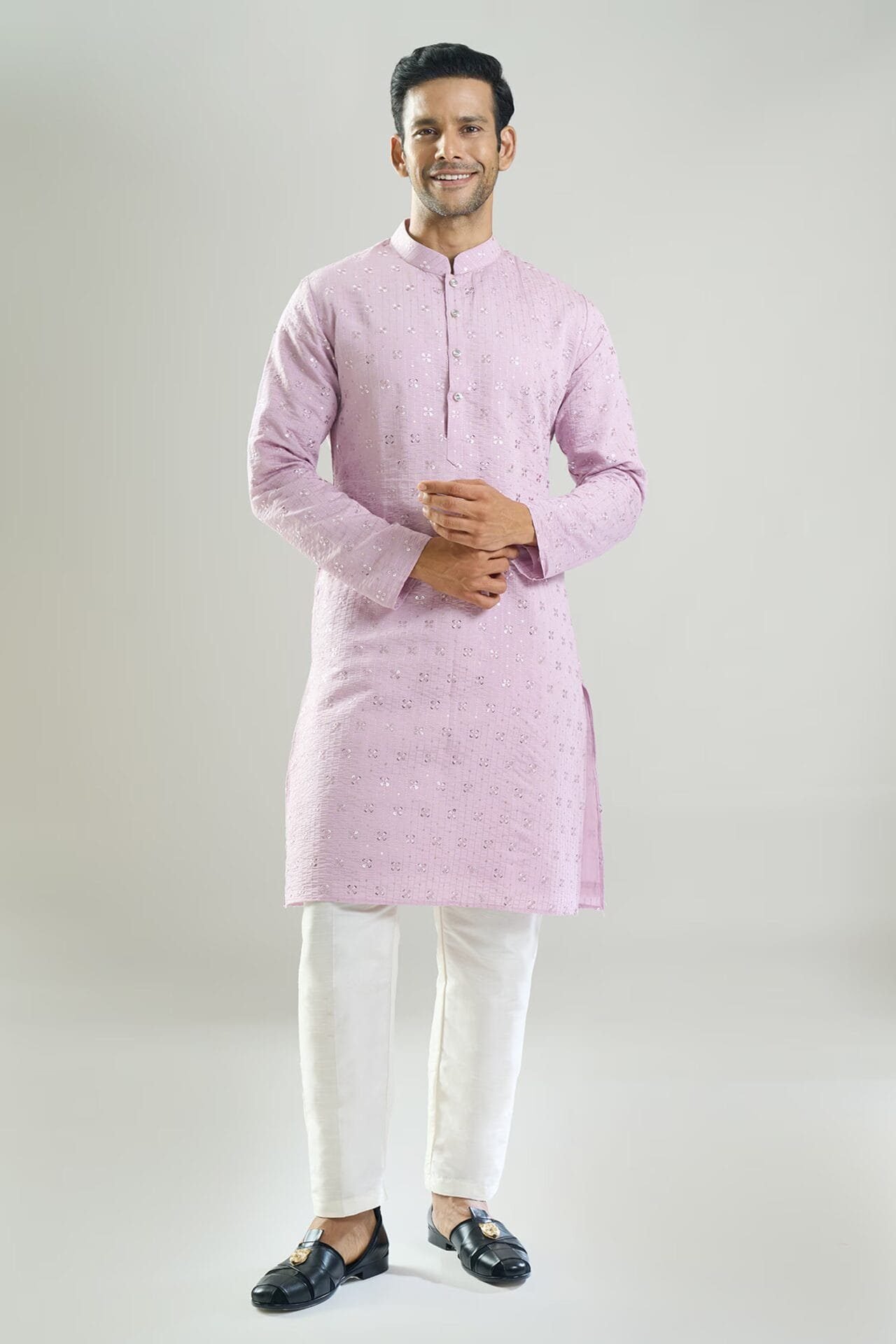 Purple Embroidered Kurta Set