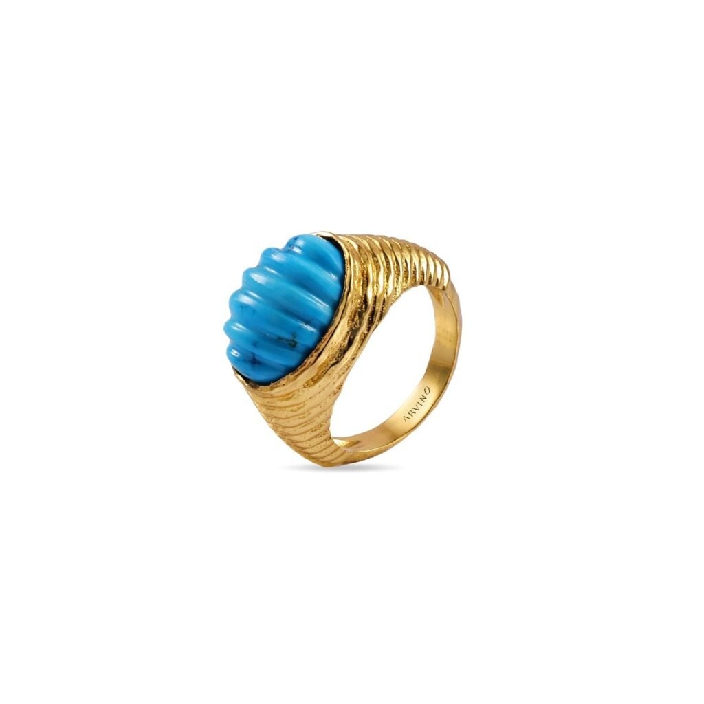 Turquoise Ripple Ring in 22KT Gold