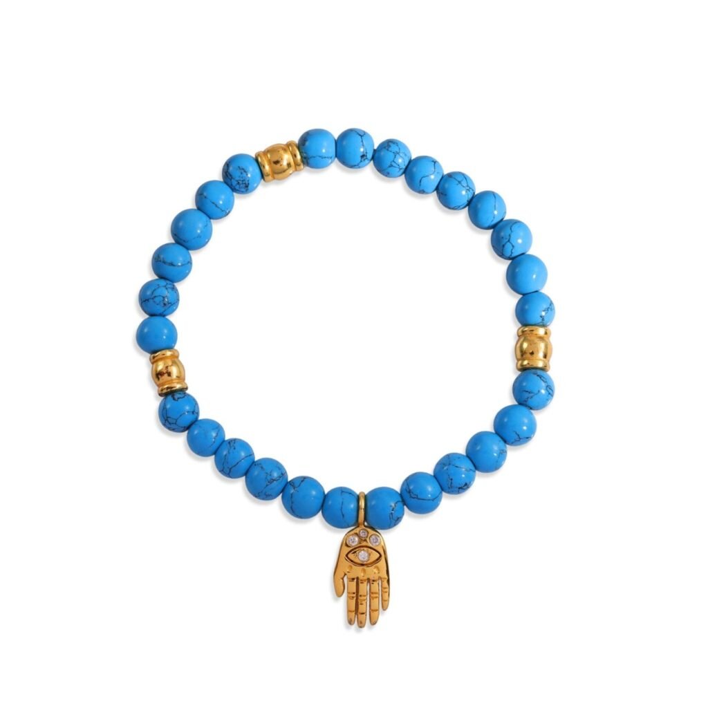 Turquoise Beaded Hamsa Hand Bracele