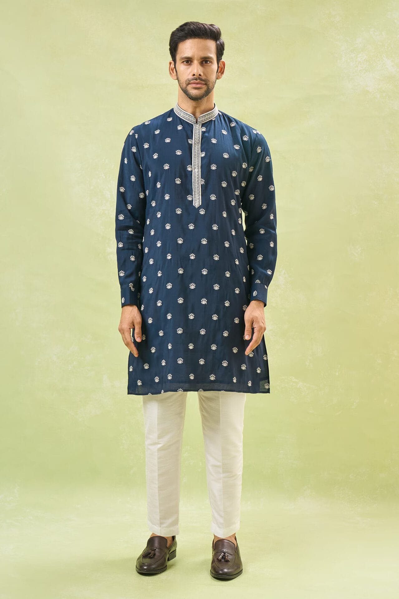 Royal Blue Embroidered Kurta-Jacket