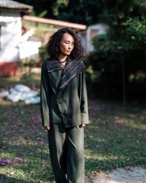 Handwoven Arrow collar shirt - Gree