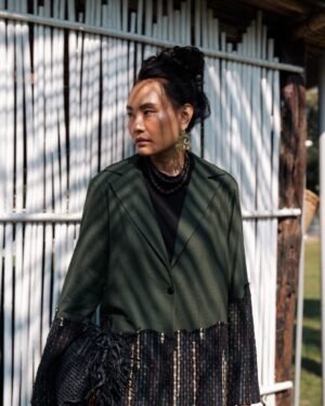 Handwoven Ying Yang Blazer - Green