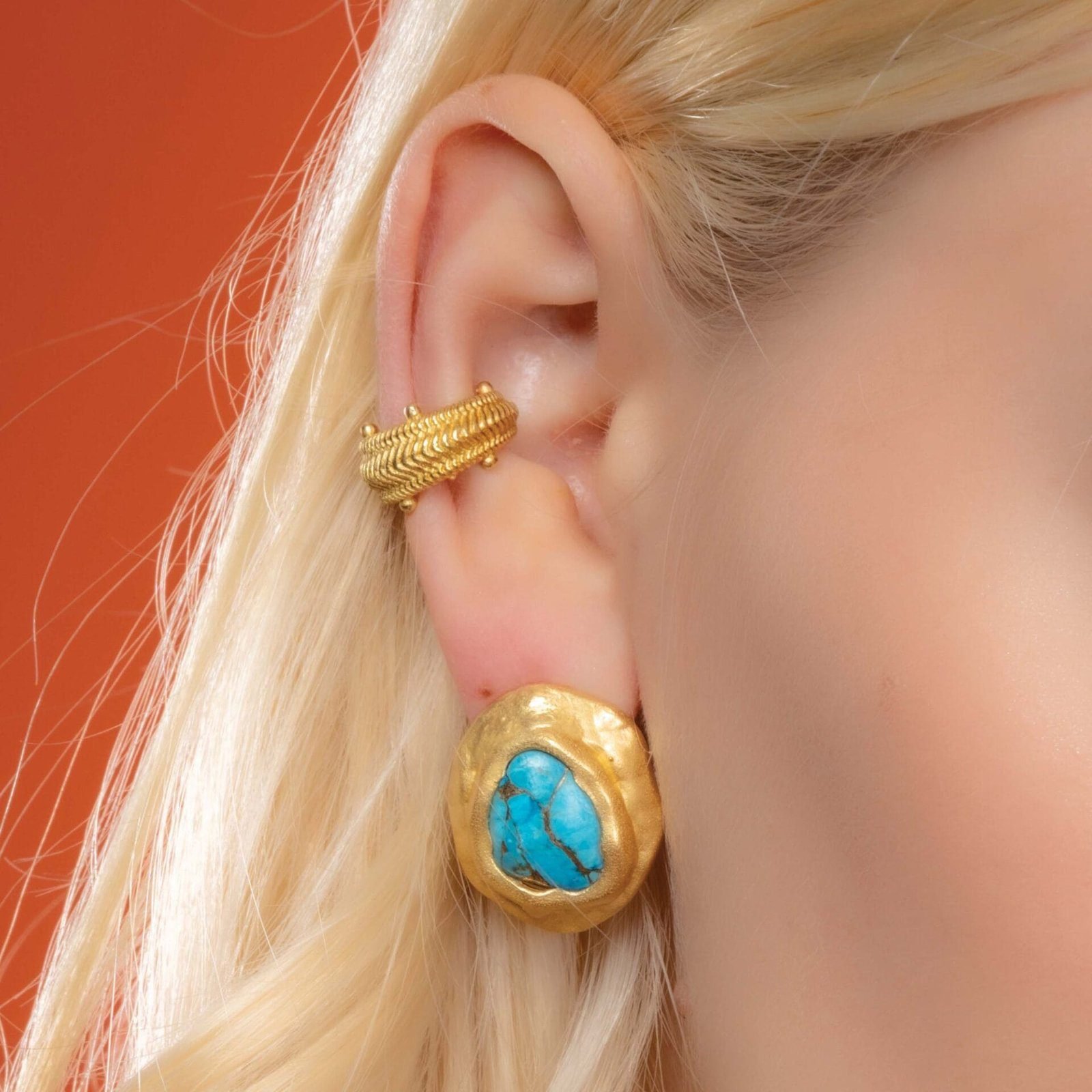 Gold Plated Dotted Ripple Ear Cuff