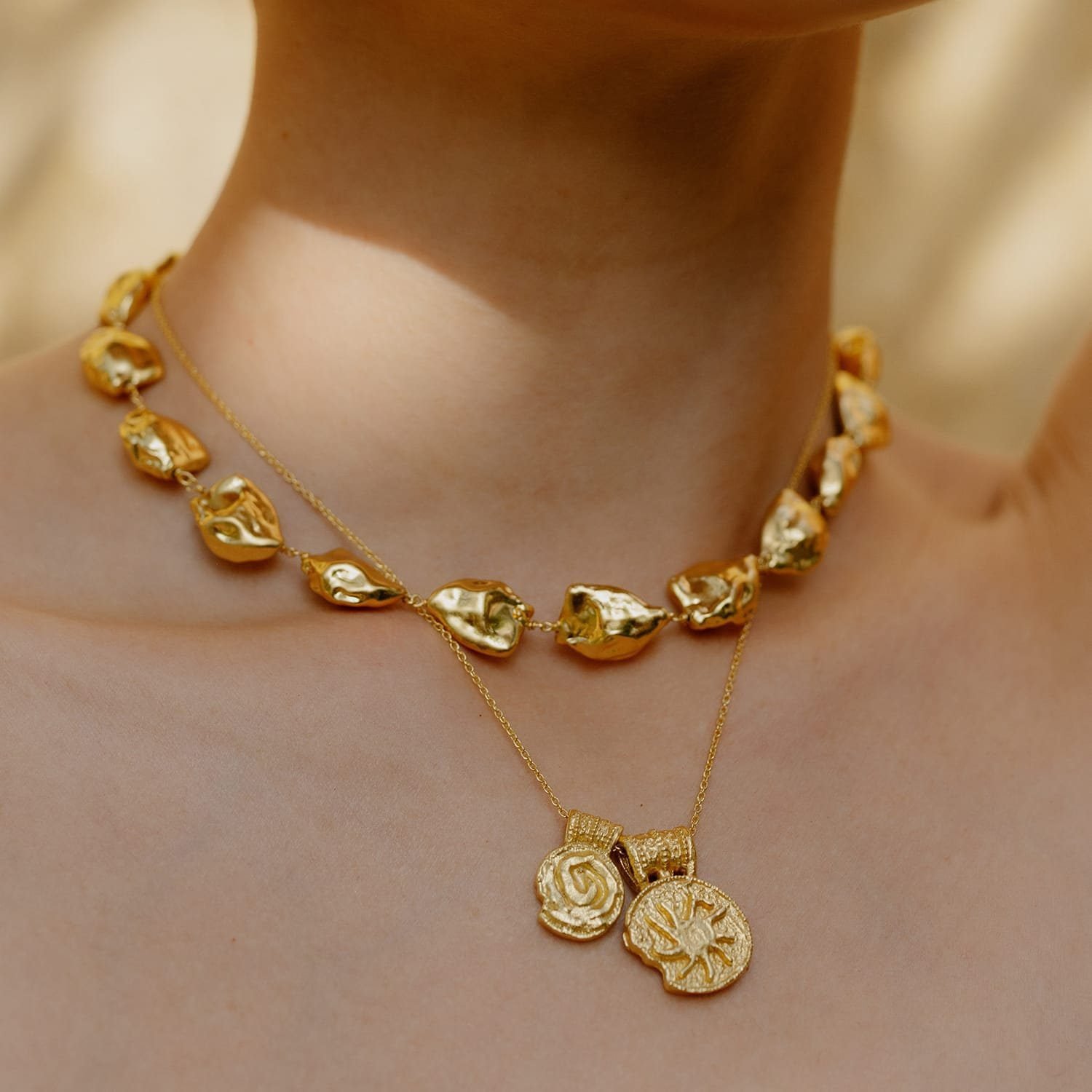 Women Asymmetrical Nugget Necklace