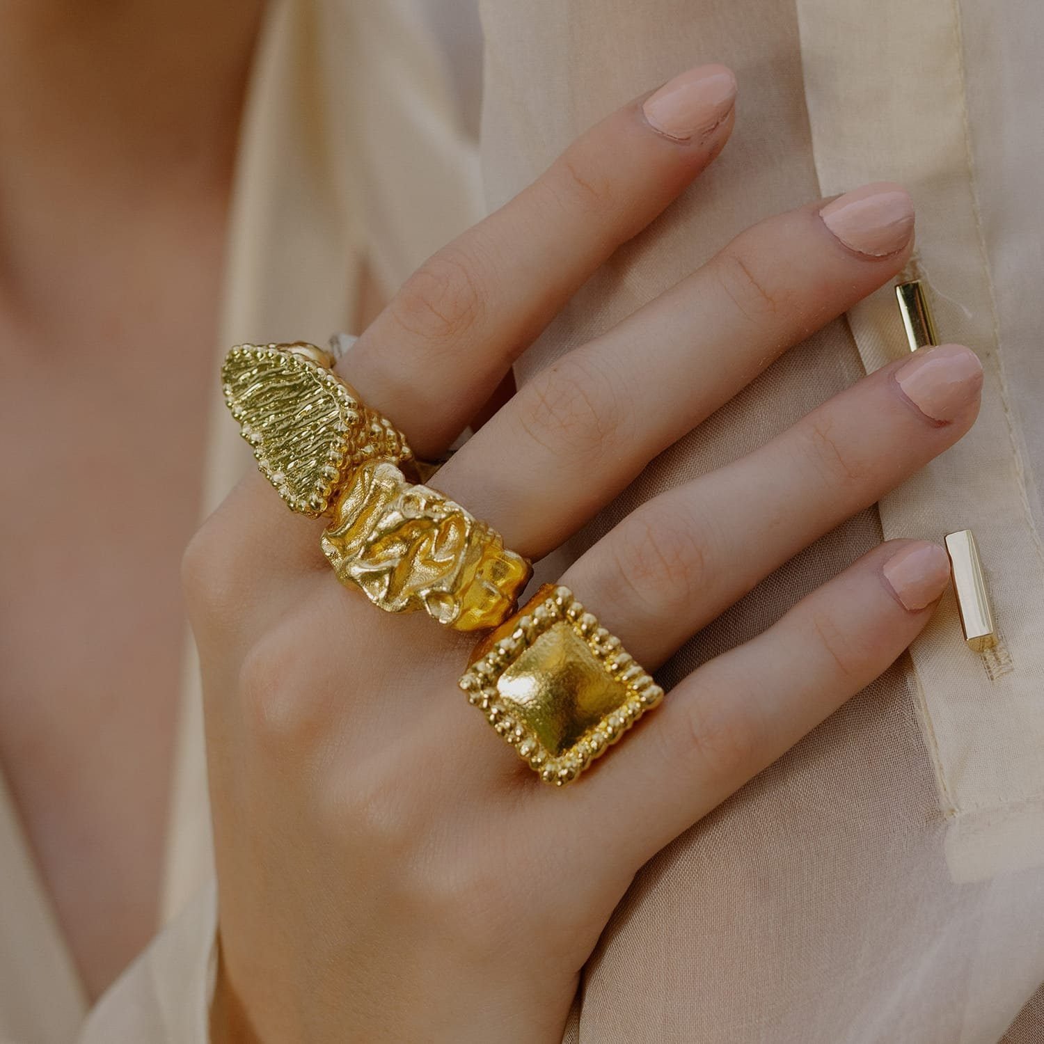 Textured Terrain Signet Ring – Hand