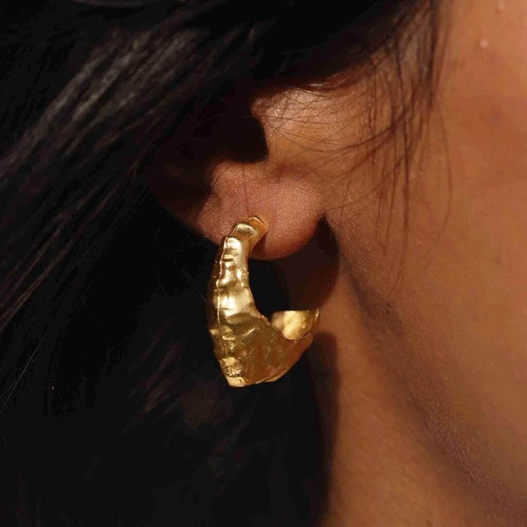 Tapered Foil Hammered Hoops for Wom