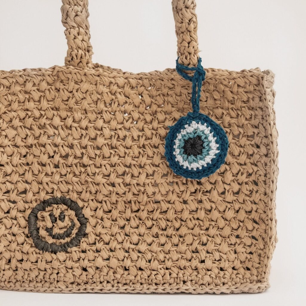 Raffia Keychain – Evil Eye
