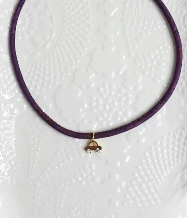 Kids Cork Car Pendant Necklace
