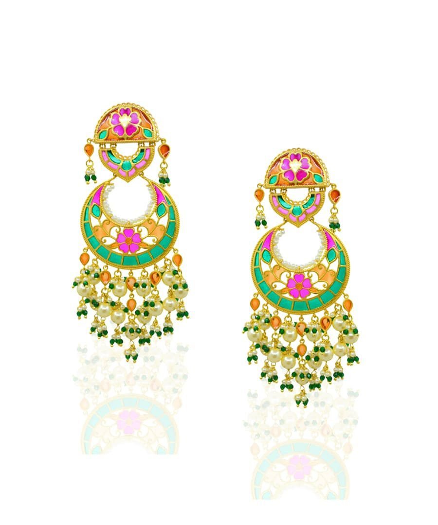 Feroza Phulkari Chandbali Earrings