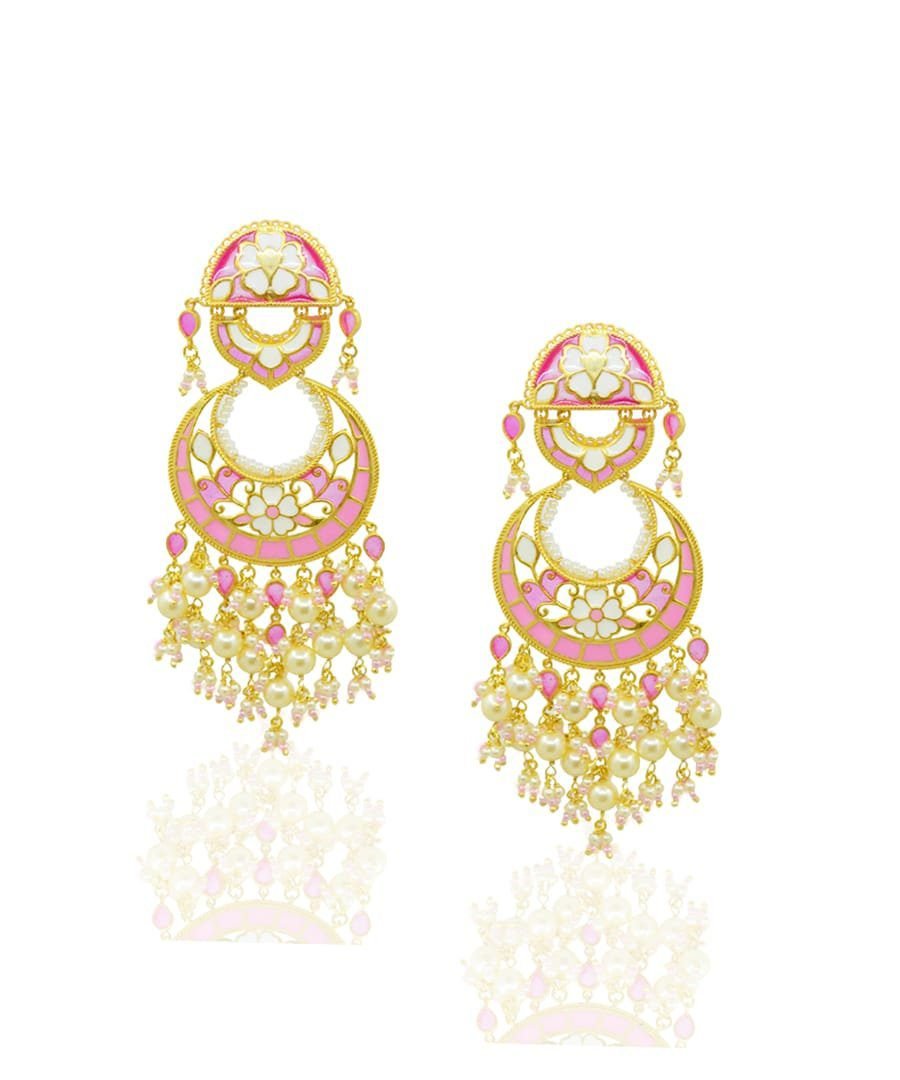 Feroza Gulaabi Chandbali Earrings