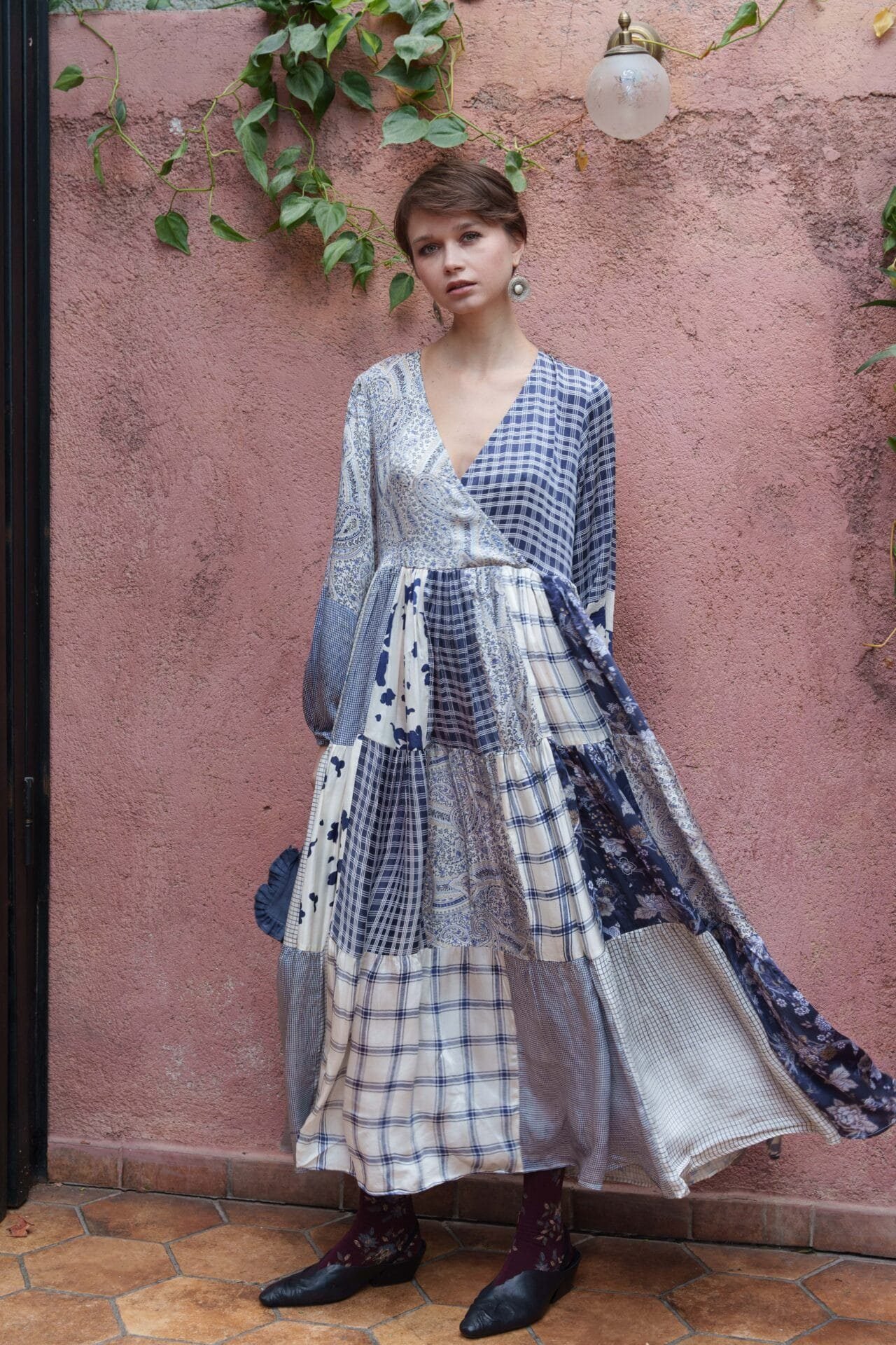 Bone color block multi printed tier