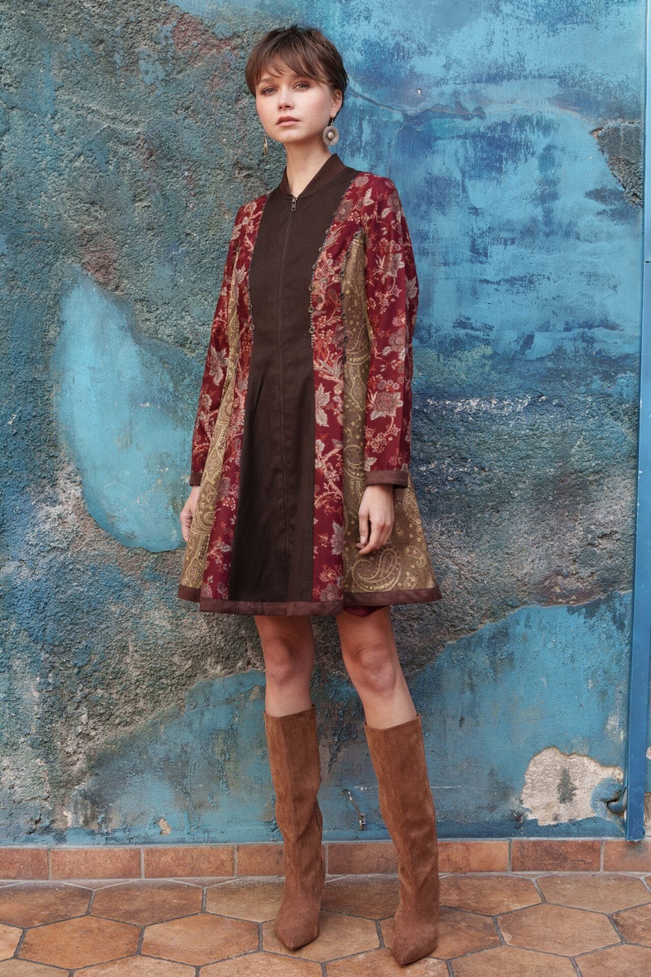 Multi color printed short dress