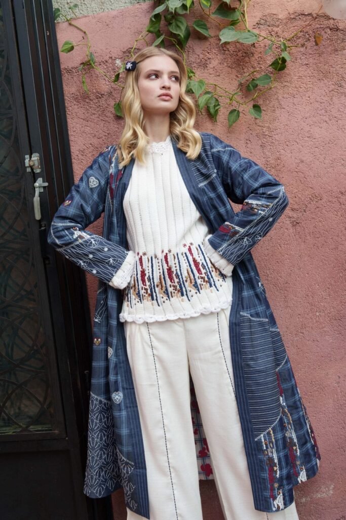 White embroidered sweater